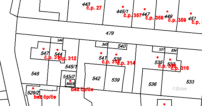 Šenov u Nového Jičína 313 na parcele st. 541 v KÚ Šenov u Nového Jičína, Katastrální mapa