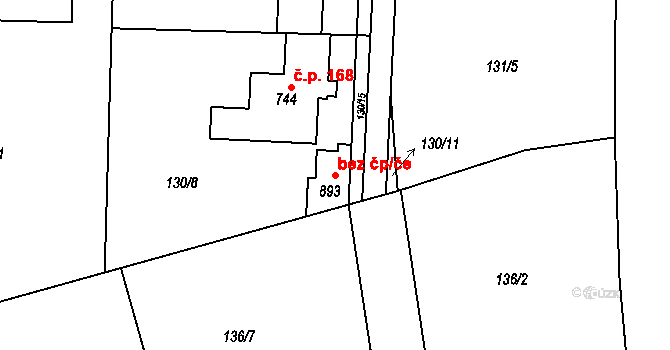 Hrusice 83904387 na parcele st. 893 v KÚ Hrusice, Katastrální mapa