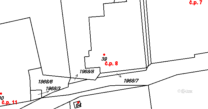 Malče 8, Besednice na parcele st. 39 v KÚ Malče, Katastrální mapa