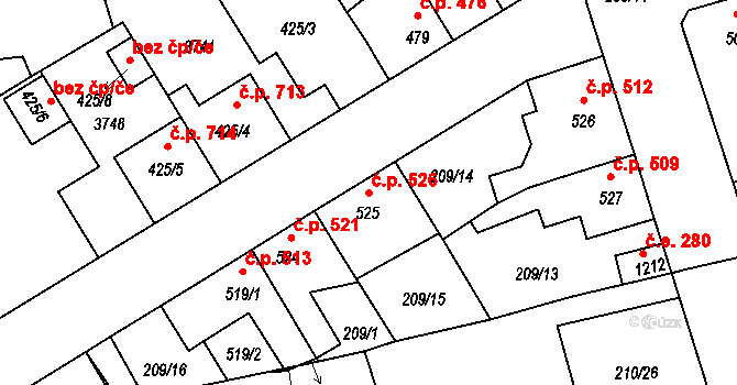 Žirovnice 526 na parcele st. 525 v KÚ Žirovnice, Katastrální mapa
