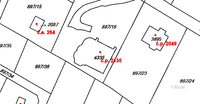 Náchod 2130 na parcele st. 4335 v KÚ Náchod, Katastrální mapa
