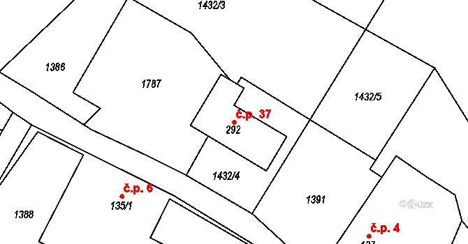 Lipiny 37, Bolehošť na parcele st. 292 v KÚ Bolehošť, Katastrální mapa