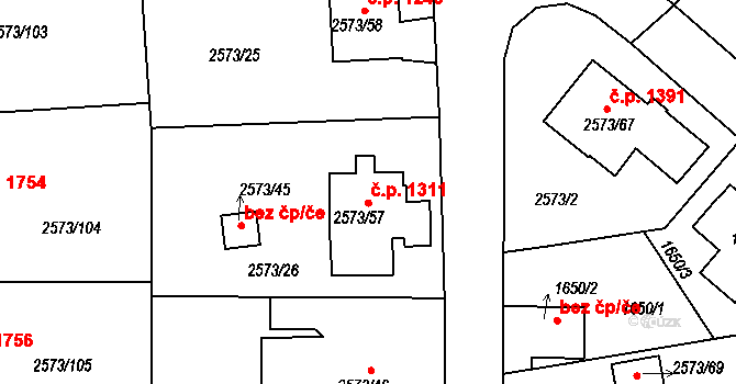 Rychnov nad Kněžnou 1311 na parcele st. 2573/57 v KÚ Rychnov nad Kněžnou, Katastrální mapa