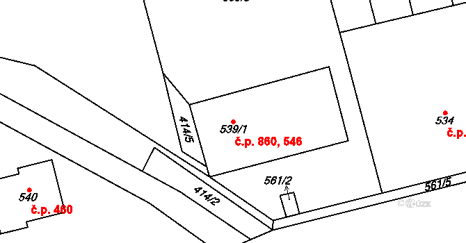 Pohořelice 546,860 na parcele st. 539/1 v KÚ Pohořelice nad Jihlavou, Katastrální mapa