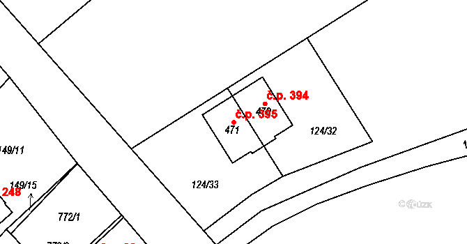 Záryby 395 na parcele st. 471 v KÚ Záryby, Katastrální mapa