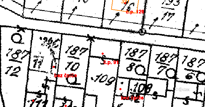 Klášter 91 na parcele st. 109 v KÚ Klášter u Nepomuka, Katastrální mapa