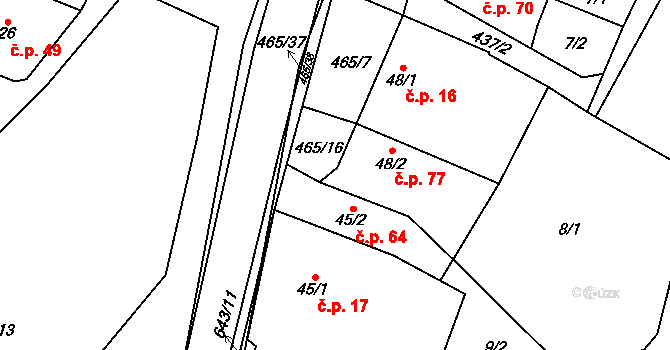 Hrochov 77, Lipová na parcele st. 48/2 v KÚ Hrochov, Katastrální mapa