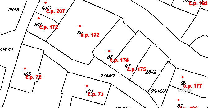 Hroznětín 174 na parcele st. 86 v KÚ Hroznětín, Katastrální mapa