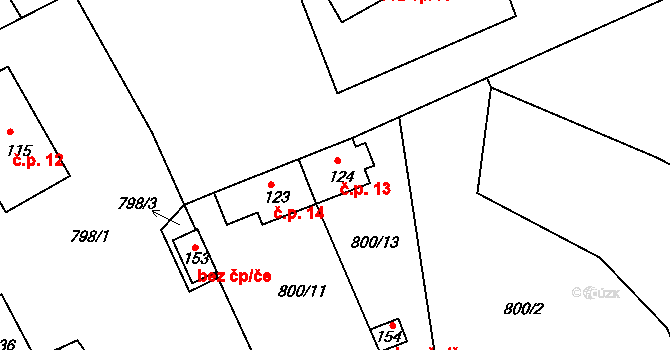 Ličov 13, Benešov nad Černou na parcele st. 124 v KÚ Ličov, Katastrální mapa