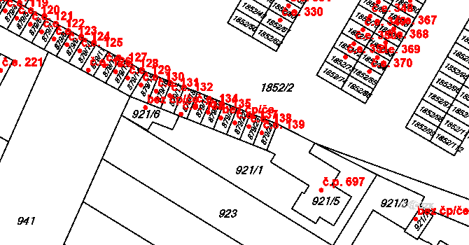 Hrušovany u Brna 137 na parcele st. 879/22 v KÚ Hrušovany u Brna, Katastrální mapa