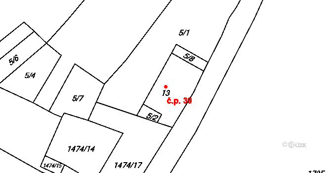 Holešice 39, Cizkrajov na parcele st. 13 v KÚ Holešice u Cizkrajova, Katastrální mapa
