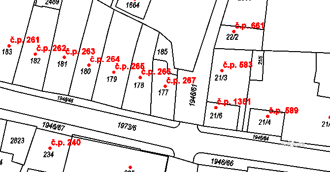 Třebechovice pod Orebem 267 na parcele st. 177 v KÚ Třebechovice pod Orebem, Katastrální mapa
