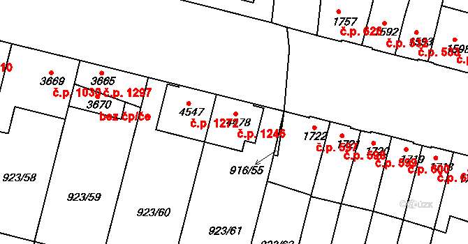 Horka-Domky 1246, Třebíč na parcele st. 4478 v KÚ Třebíč, Katastrální mapa