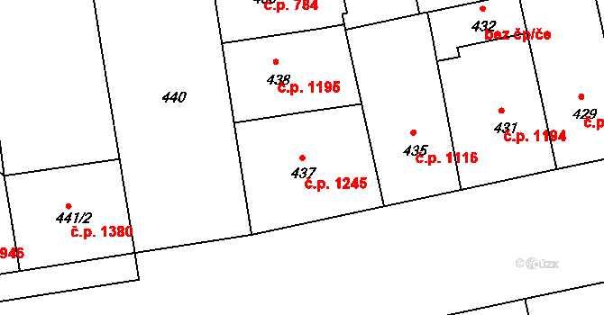 Žižkov 1245, Praha na parcele st. 437 v KÚ Žižkov, Katastrální mapa