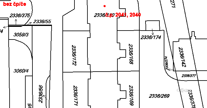 Chodov 2041, Praha na parcele st. 2336/110 v KÚ Chodov, Katastrální mapa