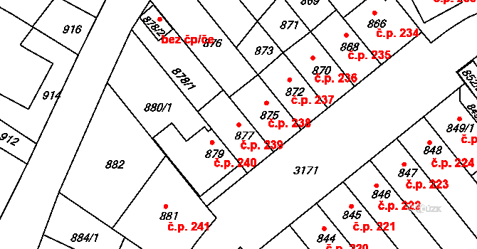 Příbram I 239, Příbram na parcele st. 877 v KÚ Příbram, Katastrální mapa