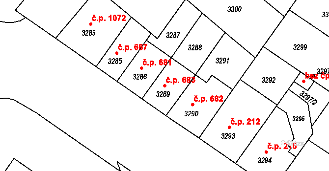 Lobzy 683, Plzeň na parcele st. 3289 v KÚ Plzeň, Katastrální mapa