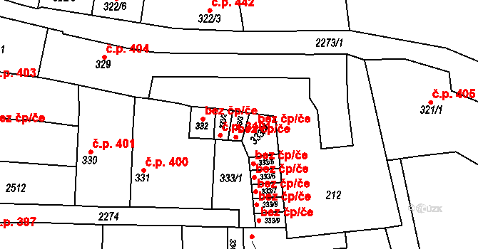 Uničov 3102 na parcele st. 333/3 v KÚ Uničov, Katastrální mapa