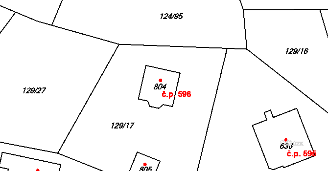 Nechánice 596, Sulice na parcele st. 804 v KÚ Sulice, Katastrální mapa