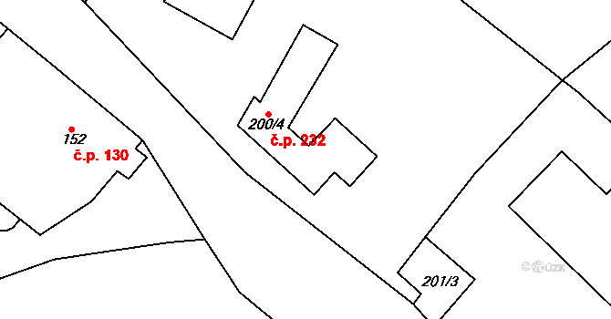 Padochov 232, Oslavany na parcele st. 200/4 v KÚ Padochov, Katastrální mapa