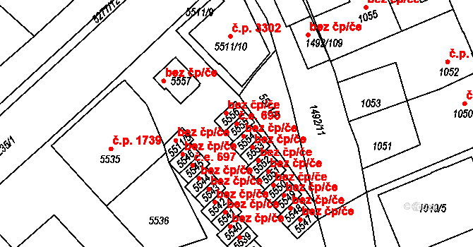 Kročehlavy 695, Kladno na parcele st. 5555 v KÚ Kročehlavy, Katastrální mapa