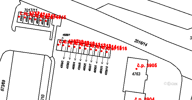 Zlín 1314 na parcele st. 4856/8 v KÚ Zlín, Katastrální mapa