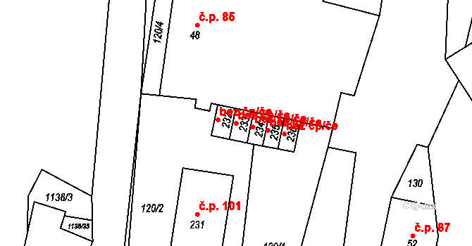 Banín 40113388 na parcele st. 233 v KÚ Banín, Katastrální mapa