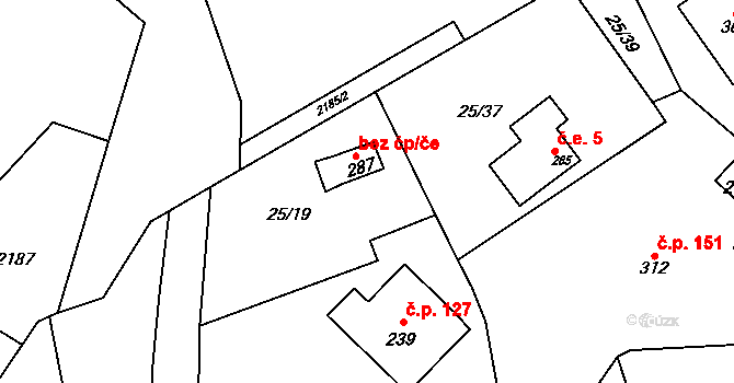 Všeň 41409388 na parcele st. 287 v KÚ Všeň, Katastrální mapa