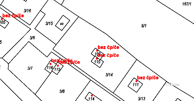 Chotoviny 41548388 na parcele st. 109 v KÚ Řevnov, Katastrální mapa