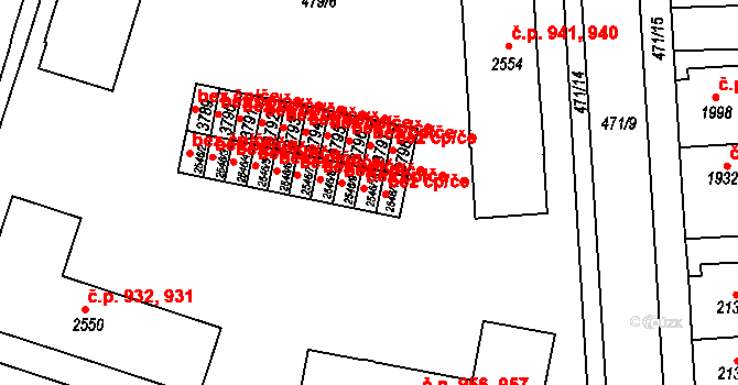 Třebíč 44152388 na parcele st. 2546/10 v KÚ Třebíč, Katastrální mapa