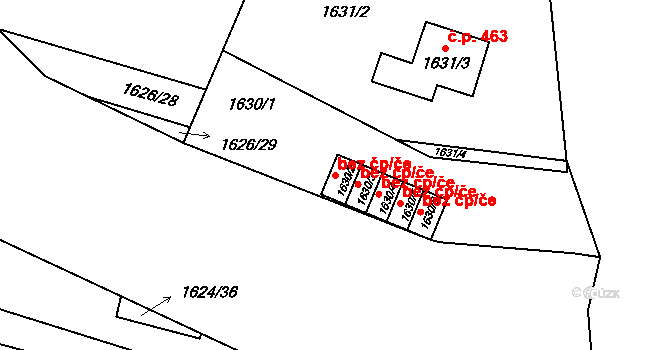 Jilemnice 44308388 na parcele st. 1630/2 v KÚ Jilemnice, Katastrální mapa