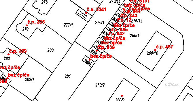Bukov 839, Ústí nad Labem na parcele st. 276/2 v KÚ Bukov, Katastrální mapa