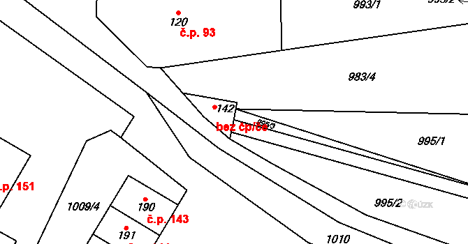 Želízy 45460388 na parcele st. 142 v KÚ Želízy, Katastrální mapa