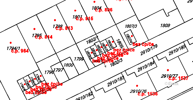 Praha 49134388 na parcele st. 1803/3 v KÚ Nusle, Katastrální mapa