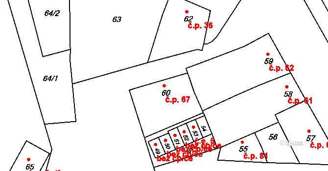 Marefy 67, Bučovice na parcele st. 60 v KÚ Marefy, Katastrální mapa