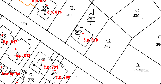 Poděbrady II 818, Poděbrady na parcele st. 362/2 v KÚ Poděbrady, Katastrální mapa