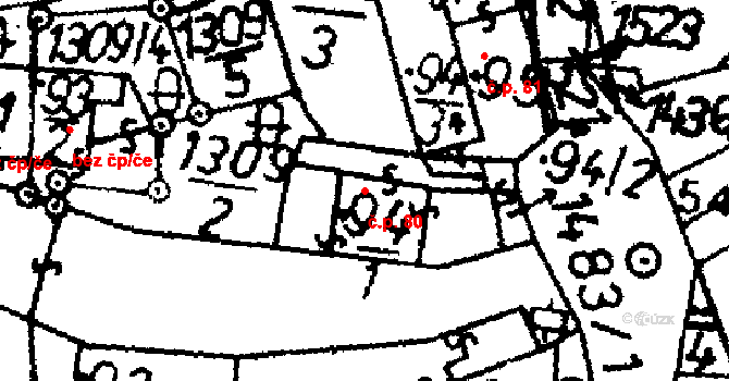 Bernartice 80 na parcele st. 94/1 v KÚ Bernartice u Milevska, Katastrální mapa