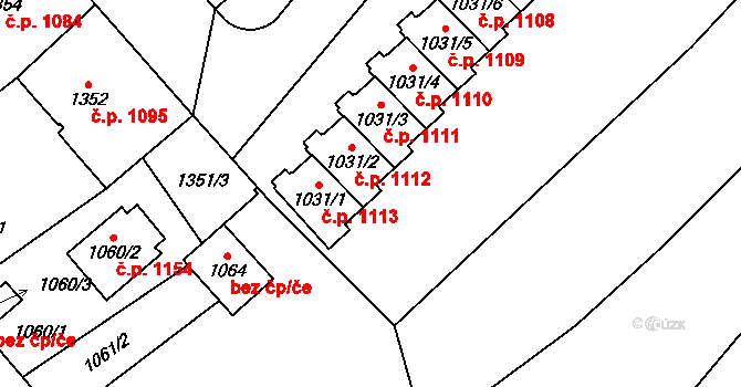 Třešť 1112 na parcele st. 1031/2 v KÚ Třešť, Katastrální mapa