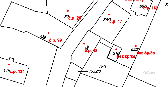 Skočice 18, Přeštice na parcele st. 54 v KÚ Skočice u Přeštic, Katastrální mapa