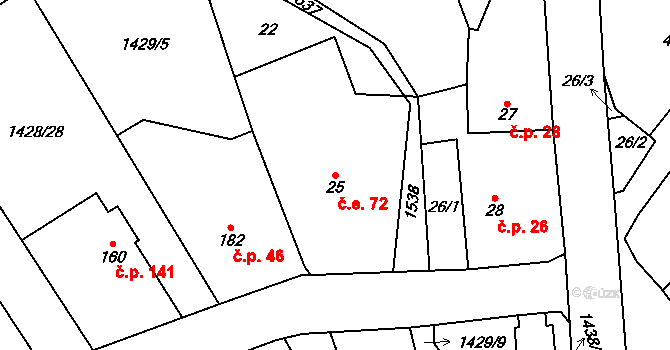 Cheznovice 295 na parcele st. 25 v KÚ Cheznovice, Katastrální mapa