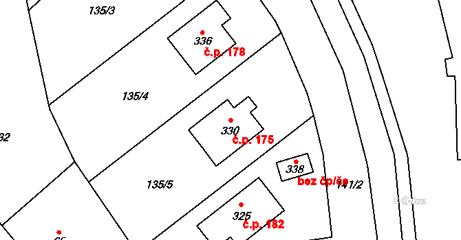 Olšany 175 na parcele st. 330 v KÚ Olšany nad Moravou, Katastrální mapa