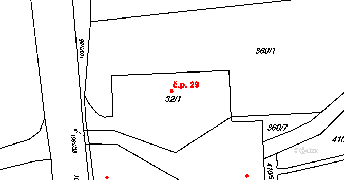 Velká Ves 29, Broumov na parcele st. 32/1 v KÚ Velká Ves u Broumova, Katastrální mapa