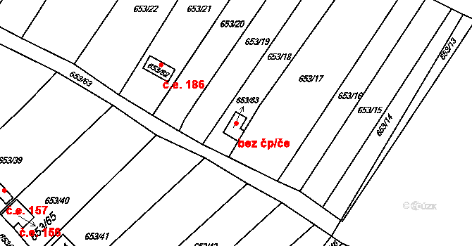 Jihlava 83258388 na parcele st. 653/83 v KÚ Pístov u Jihlavy, Katastrální mapa