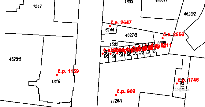 Žatec 2680 na parcele st. 5244 v KÚ Žatec, Katastrální mapa