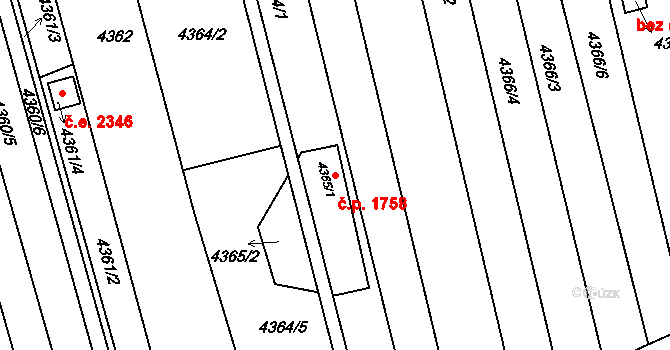 Louny 1758 na parcele st. 4365/1 v KÚ Louny, Katastrální mapa
