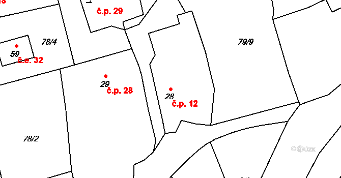 Římovice 12, Golčův Jeníkov na parcele st. 28 v KÚ Římovice, Katastrální mapa