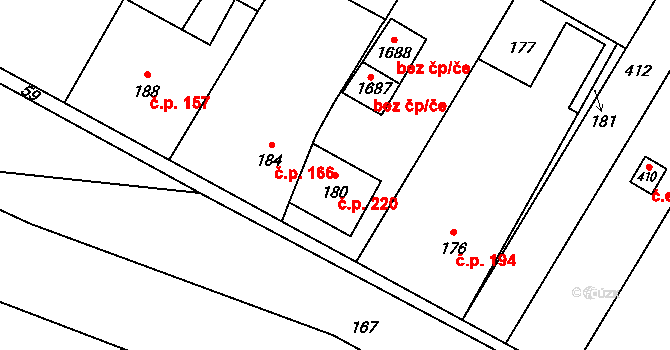 Přerov XII-Žeravice 220, Přerov na parcele st. 180 v KÚ Žeravice, Katastrální mapa