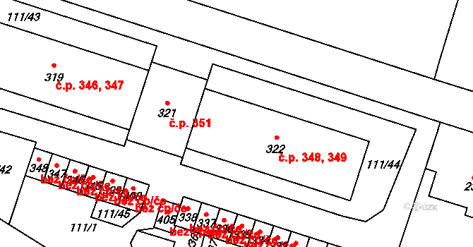 Josefův Důl 348,349 na parcele st. 322 v KÚ Josefův Důl u Jablonce nad Nisou, Katastrální mapa