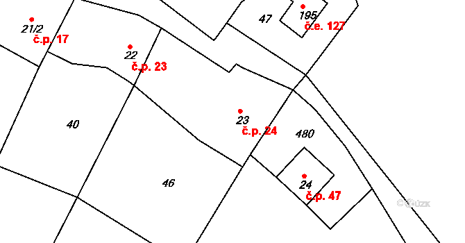 Suhrovice 24, Kněžmost na parcele st. 23 v KÚ Suhrovice, Katastrální mapa