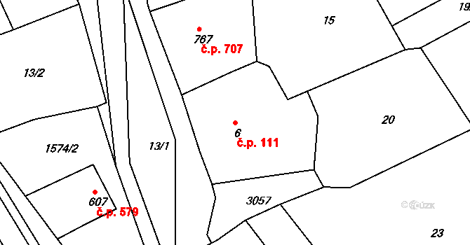 Luby 111 na parcele st. 6 v KÚ Luby I, Katastrální mapa